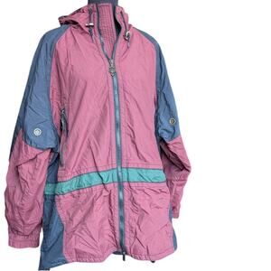 Vintage 80s Windbreaker Oversized Jacket Size L Colorblock 90s Retro Boxy Fit